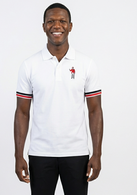KILTIZILEA Dessalines Embroidery Handmade Well Crafted %100 cotton Polo Shirt – White