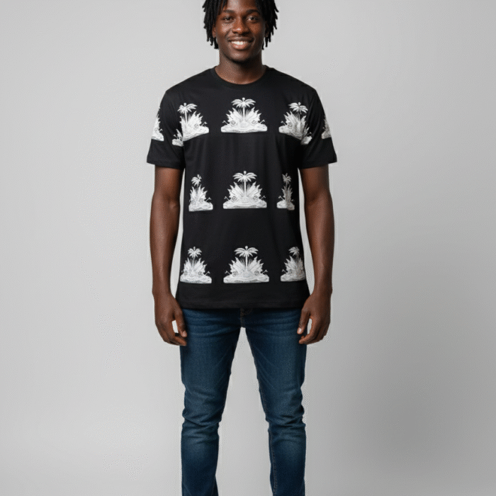 KILTIZILEA Haitian Coat of Arms Pattern Tee - Black